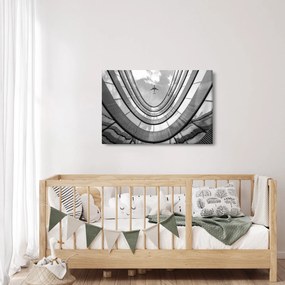 Kép - Repülőgép az épület felett (90x60 cm)