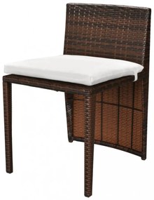 vidaXL 3 darabos barna polyrattan bisztrószett párnákkal