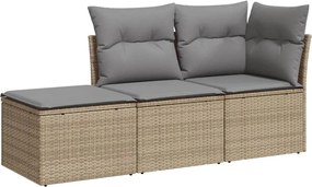 vidaXL 3 részes bézs polyrattan kerti ülőgarnitúra párnákkal