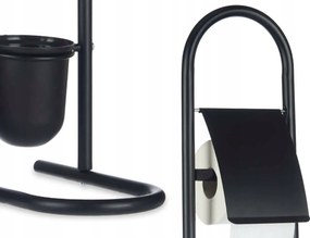Fém WC-papír és kefe tartó állvány Fekete loft 80,8 cm