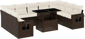 vidaXL 10 részes barna polyrattan kerti ülőgarnitúra párnákkal
