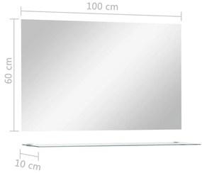 edzett üveg falitükör polccal 100 x 60 cm