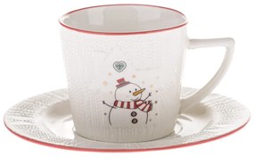Fehér porcelán csésze karácsonyi mintával 110 ml Snowman – Dakls
