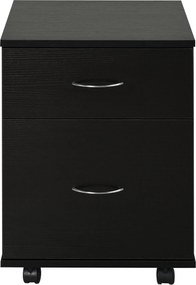 HOMCOM Irodai és Otthoni Fiókos Szekrény Mobil Fa Archiváló Kerekekkel és 2 Fiókkal 41x39x58cm Fekete | Aosom
