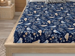 Mikroszálas lepedő DENIM BIRDS kék 180x200 cm