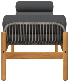 polyrattan akácfa kerti pad szürke párnával