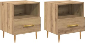 vidaXL Éjjeli asztal fiókkal 2 pcs Barna 40 x 35 x 47,5 cm Faanyag