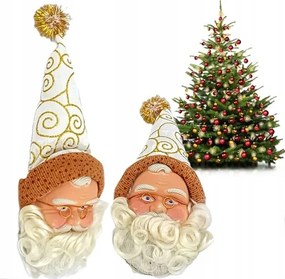 Mikulás Fej Sapkával Karácsonyfadísz Akasztható 24X10CM Textil Dísz