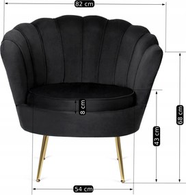 Fotel lábtartóval, fekete színben, velúr kárpittal GRAND