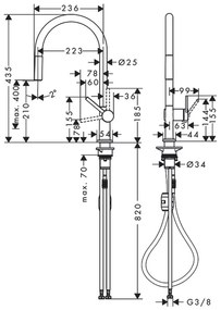 Hansgrohe M54, Talis mosogató csaptelep kihúzható véggel, rozsdamentes acél megjelenés 72802800