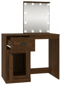 barna tölgyszínű szerelt fa pipereasztal LED-del 90x50x132,5 cm