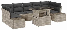 vidaXL Kerti Kanapé Szett párnával 8 pcs Világosszürke és Sötétszürke