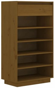 mézbarna tömör fenyőfa cipősszekrény 60 x 34 x 105 cm