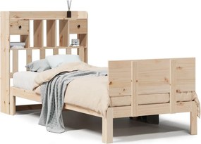vidaXL tömör fenyőfa könyvespolcos ágy matrac nélkül 90 x 190 cm