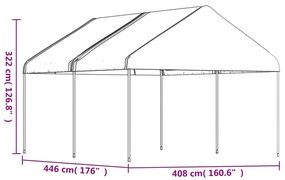 Fehér polietilén pavilon tetővel 4,46 x 4,08 x 3,22 m