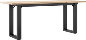 vidaXL tömör fenyőfa és acél dohányzóasztal O-vázzal 110x40x45 cm
