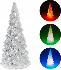 Karácsonyi betlehem karácsonyfa figura ezüst LED-es, színesen világító