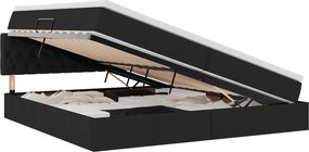 vidaXL Ágy tárolóval és matraccal Fekete 200 x 200 cm Faanyag