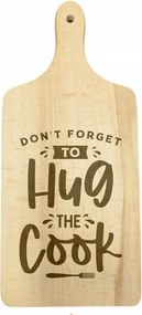 Vágódeszka fából készült dekoratív gravírozás Hug the Cook