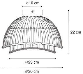 Keleti mennyezeti lámpa fekete természetes bambusszal 30 cm - Pua