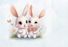 Fotótapéta Gyerekeknek aranyos állatkák nyuszik Nyuszik Ragasztó 368 x