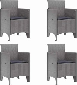 vidaXL Kerti Szék 4 pcs Világosszürke 53 x 49 x 85 cm Polipropilén