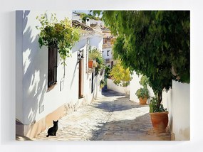 Poszter Tájkép Város Dél Utca Fekete Macska 100x75