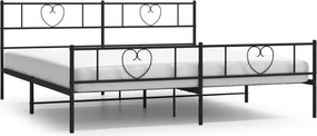 vidaXL fekete fém ágykeret fej- és lábtámlával 200 x 200 cm