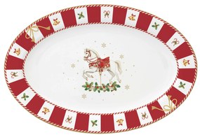 Karácsonyi porcelán ovális kínáló tál díszdobozban Christmas Tale 35x23,5 cm