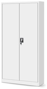 Fém polcos iratszekrény ajtókkal és személyes kis szekrénnyel TOMASZ, 900 x 1850 x 450 mm, fehér