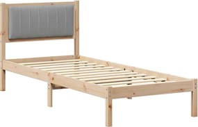 vidaXL Ágykeret Kárpitozott Fejtámlával Világosszürke 75 x 190 cm