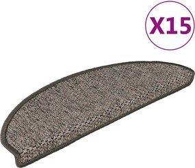 vidaXL 15 db szizál hatású szürke-bézs öntapadó lépcsőszőnyeg 65x21x4cm