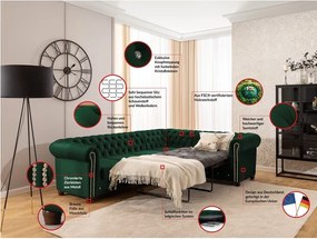 Zöld bársony kinyitható sarokkanapé (jobb oldali-L alakú) York Blik – Ropez