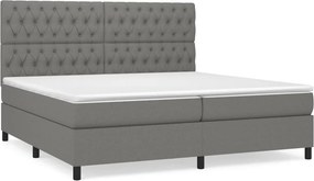 vidaXL sötétszürke szövet rugós ágy matraccal 200 x 200 cm