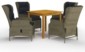 vidaXL 5 részes barna kerti étkezőgarnitúra