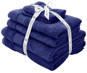 Sötétkék frottír pamut törölköző és fürdőlepedő készlet 6 db-os Anti-Bacterial – Catherine Lansfield