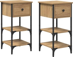 vidaXL Éjjeliszekrény fiókkal 2 pcs Barna 33.5 x 36 x 70 cm