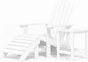 vidaXL fehér HDPE kerti adirondack szék lábtartóval és asztallal