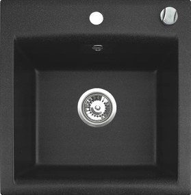 Estein 1K egymedencés gránit mosogató fekete 50 x 50
