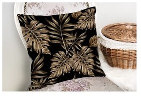 Golden Leafes With Black BG párnahuzat, 45 x 45 cm - Minimalist Cushion Covers
