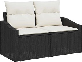 vidaXL Kerti Kanapé Szett párnával 8 pcs Fekete polirattan