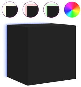 2 db fekete fali TV-szekrény LED-világítással 40,5x35x40 cm