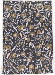 Sötétkék Virágmintás Pamut Függöny 150 X 240 CM Boho