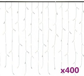 melegfehér LED-es jégcsap fényfüggöny 400 LED, 8 funkció