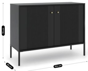 SOFT komód 104 cm, fekete, bordázott