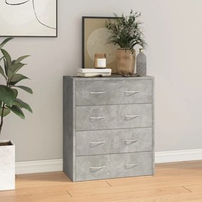 betonszürke tálalószekrény 4 fiókkal 60 x 30,5 x 71 cm