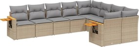 vidaXL 9 részes bézs polyrattan kerti ülőgarnitúra párnákkal