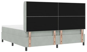 Boxspring Ágy Matraccal &amp; LED Fény Szürke 200x200 cm Bársony
