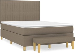 vidaXL tópszínű szövet rugós ágy matraccal 140 x 190 cm