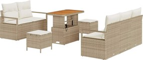 vidaXL Kerti Kanapé Szett párnával tárolóval 8 pcs Beige és krém